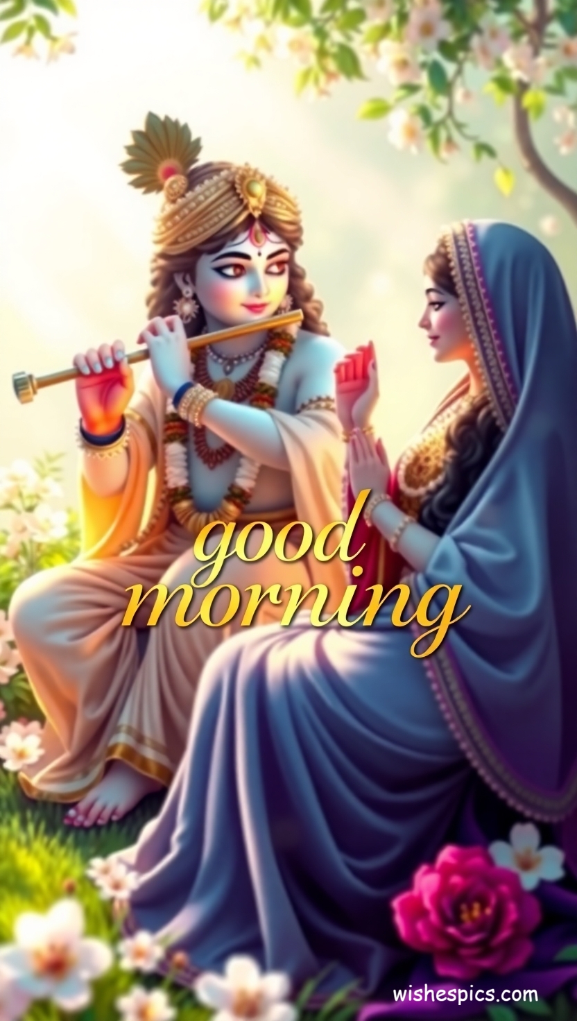 25+ Radha Krishna Good Morning Images in HD | Free Download | Latest 5 beautiful radha krishna morning greetings