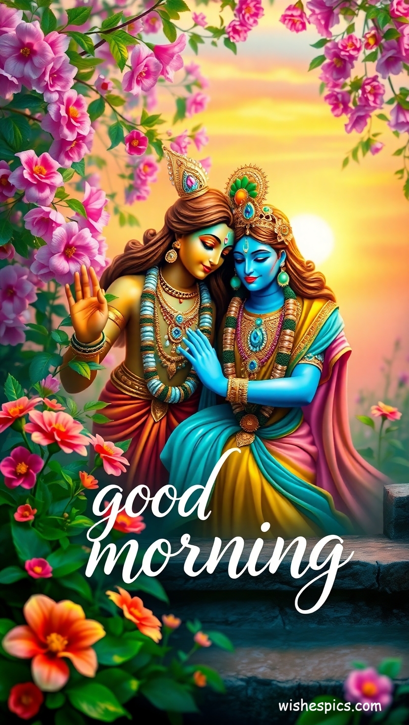 25+ Radha Krishna Good Morning Images in HD | Free Download | Latest 12 golden radha krishna good morning images